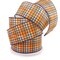 2 1/2" Wired Ribbon Fall Plaid Gold/Navy/Rust Orange 25 Yards